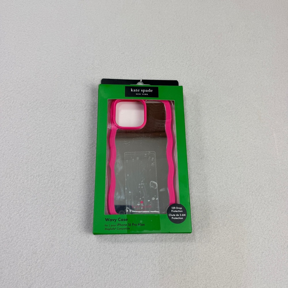 Kate Spade Wavy Case iPhone 16 Pro Max Pink Mirror MagSafe Scalloped Edge NEW
